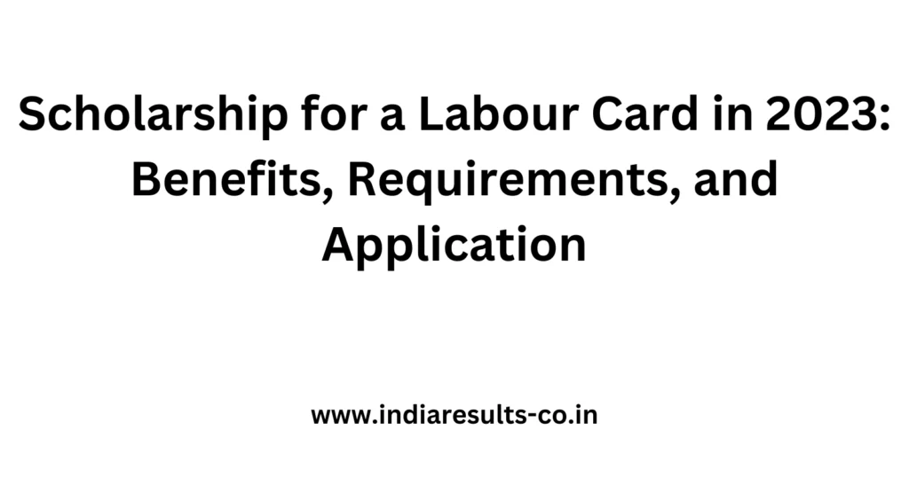 Scholarship for a Labour Card in 2023 Benefits Requirements and Application