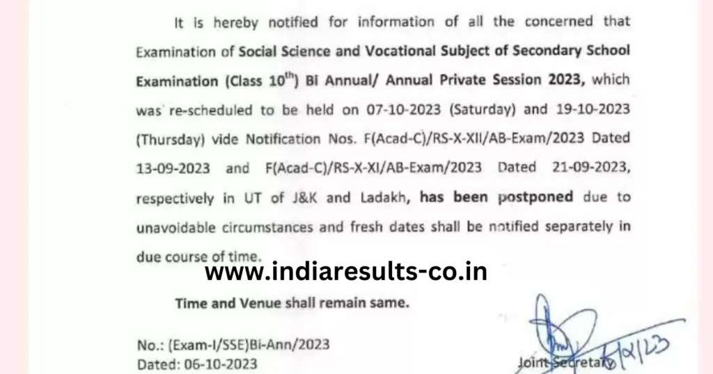 JKBOSE 10th Class Exams Have Been Postponed - Private/Bi-Annual 2023 2 exam