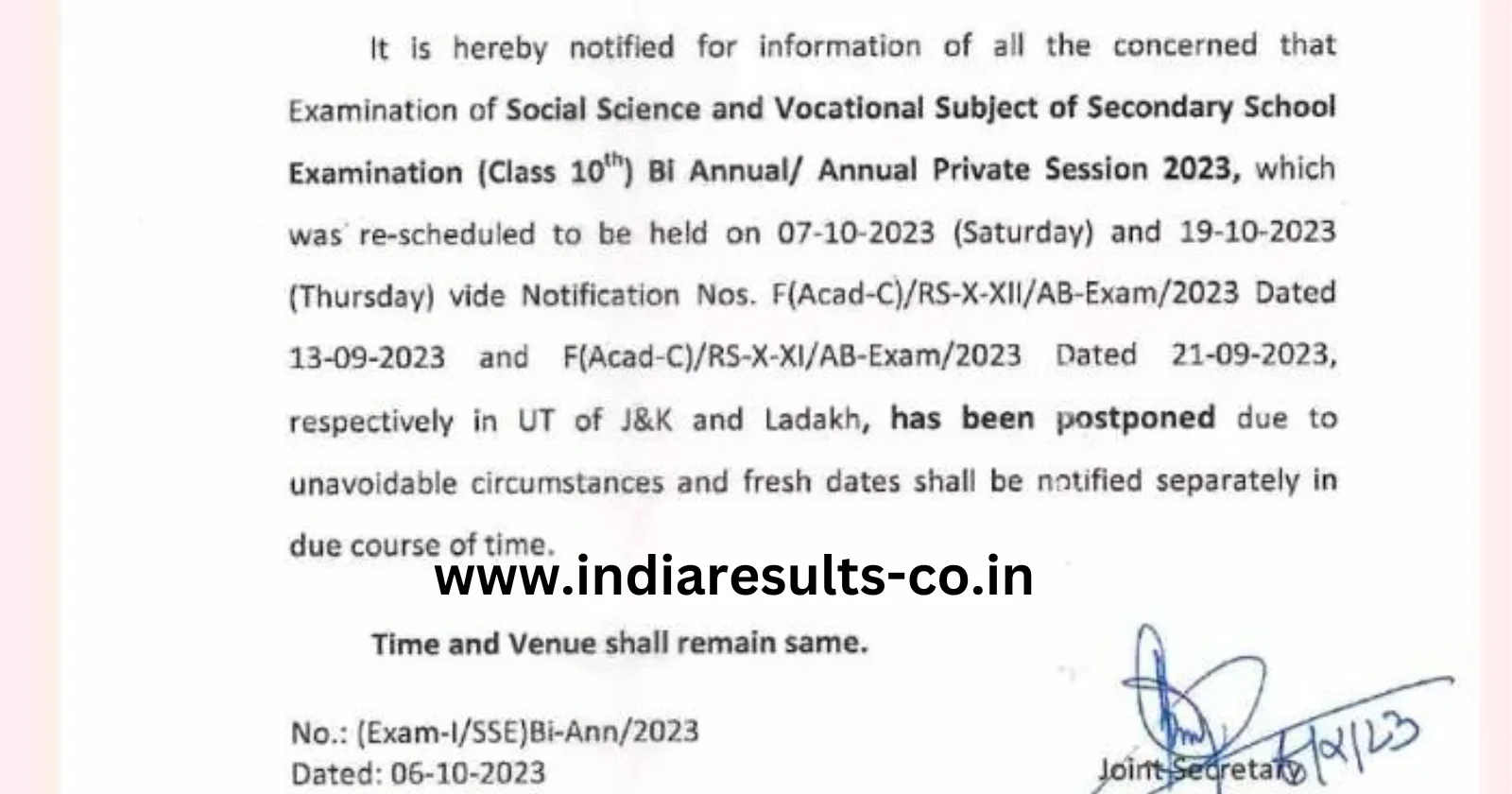 JKBOSE 10th Class Exams Have Been Postponed - Private/Bi-Annual 2023 1
